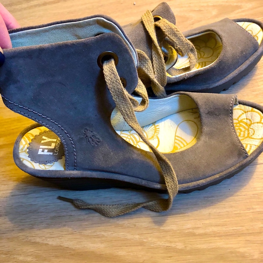 Fly London Laced Up wedges size 9
